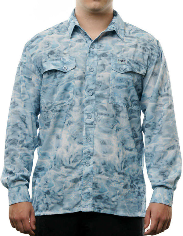 Mens Button Down Vented UPF 50+ Casual Shirt | Aqua Design