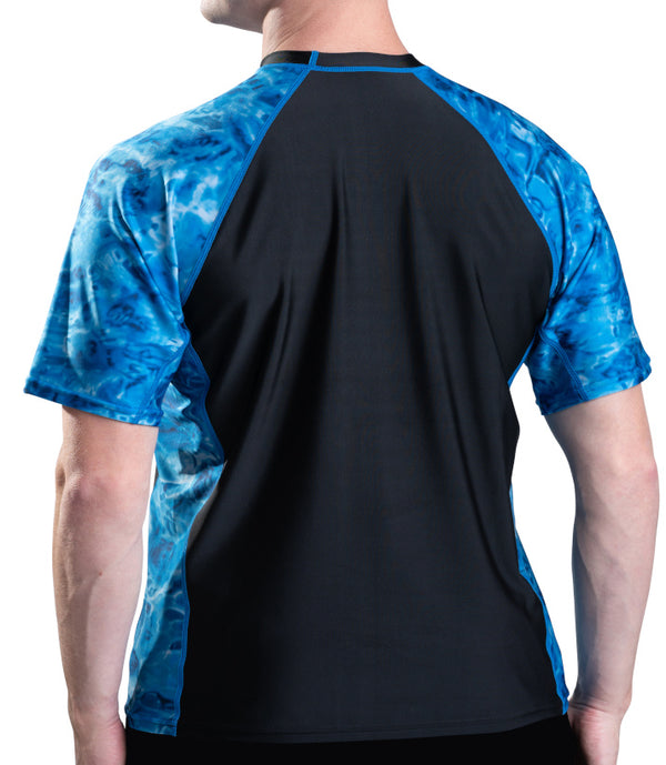 Mens Rash Guard Short Sleeve Swim Shirt UV 50+ Aqua Design