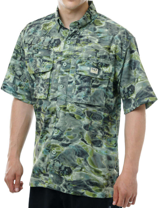 Aqua Design FlyFishing Performance Short Sleeve,  Voyager Short Sleeve Shirt, Green Bayou