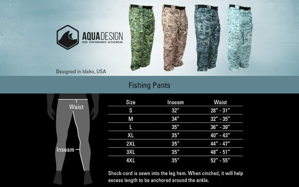 Mens Wading Convertible Camo Fishing UV Pants | Aqua Design