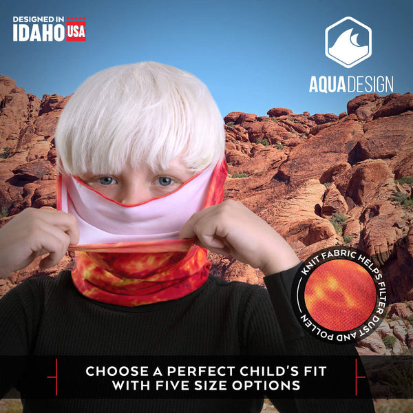 Kids Reusable Sun Protection Cloth Face Mask Gaiter UPF 50+ | Aqua Design