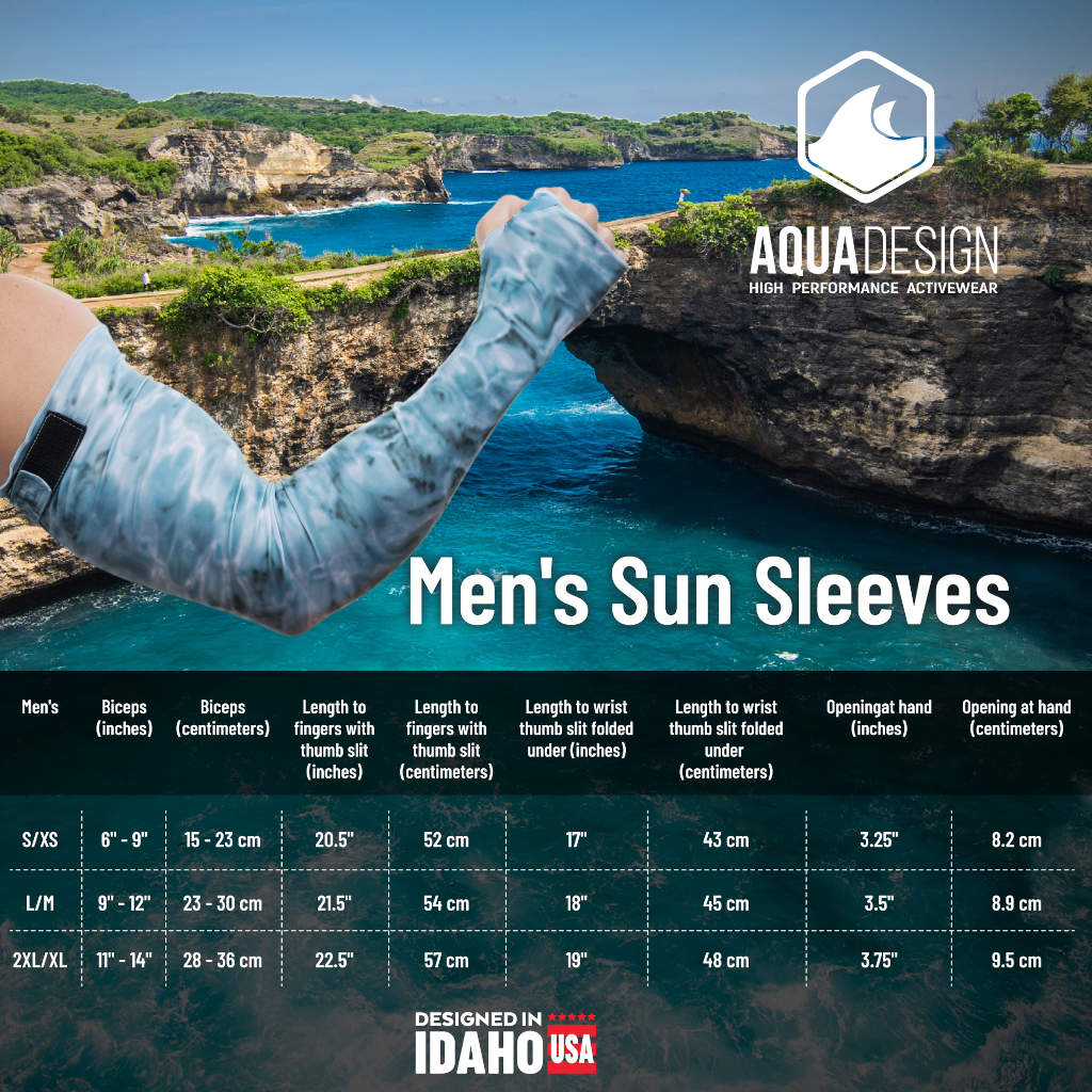 Mens Adjustable Arm Sleeves UV Sun Protection | Aqua Design