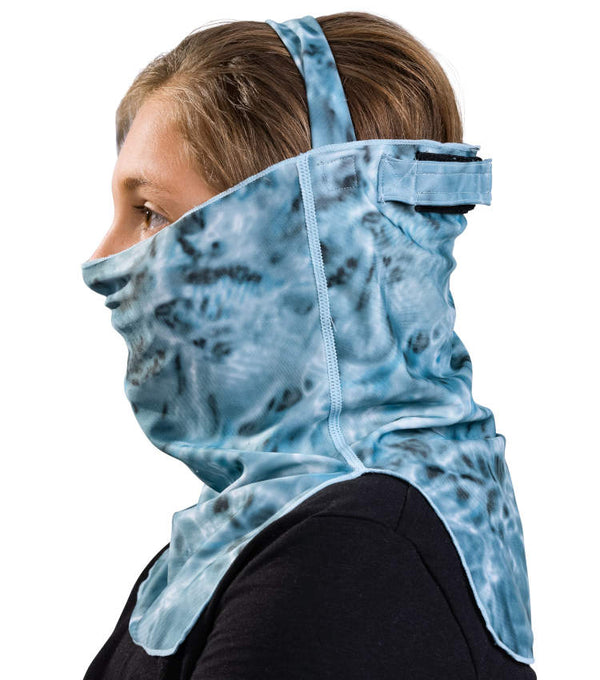 Kids UV Face Mask ProMax Sun Protection Vented | Aqua Design: Aqua Sky Side Head Band