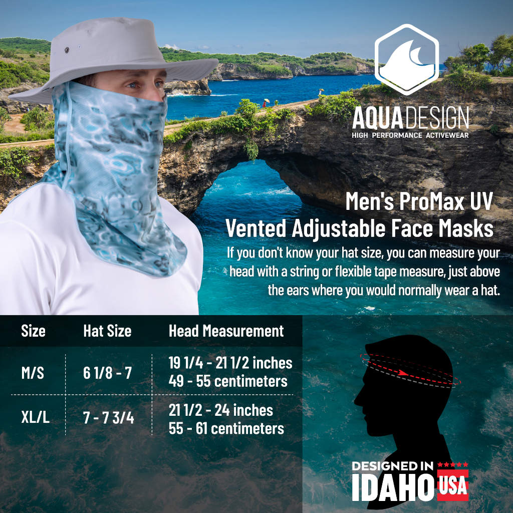 Mens Adjustable UV Face Mask ProMax Sun Protection Vented Gaiter | Aqua  Design