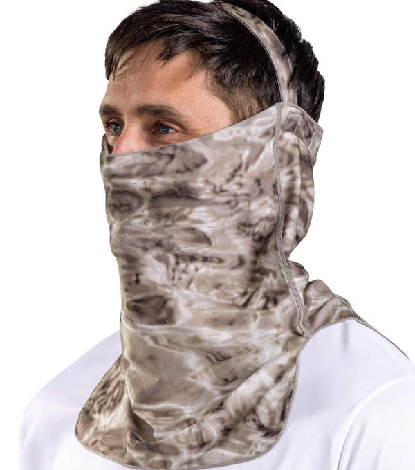 Aqua Design Mens UV Face Mask ProMAx Sun Protection Vented, Pacific Sand