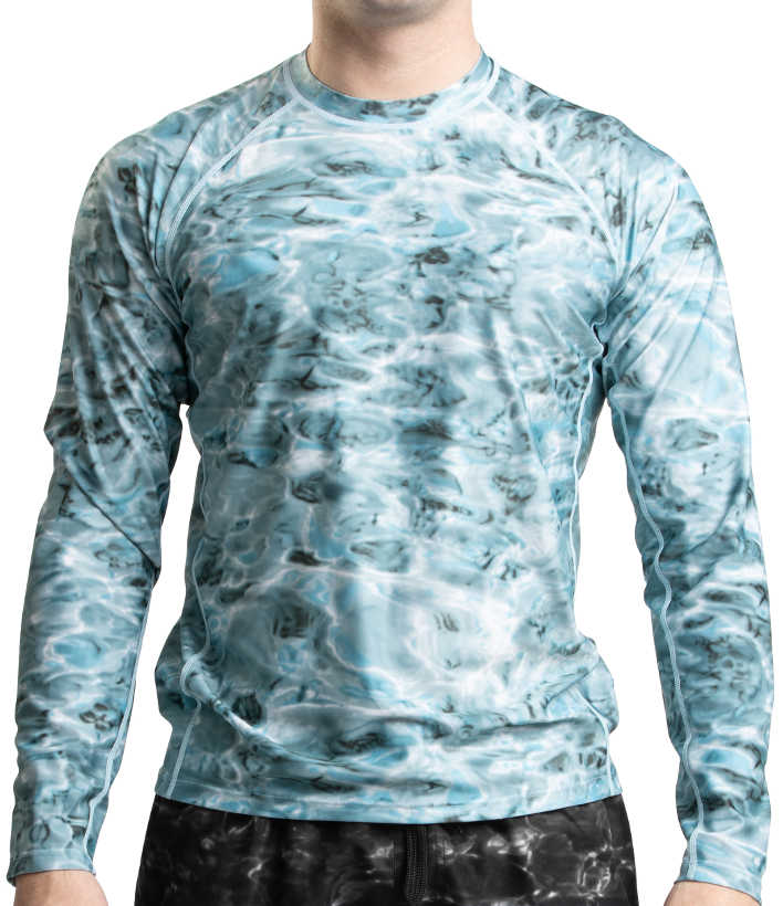 Aqua Design Rash Guard Men: Swim Shirts for Mens UV Long Sleeve Rashguard: Aqua Sky: Size XL, X-Large