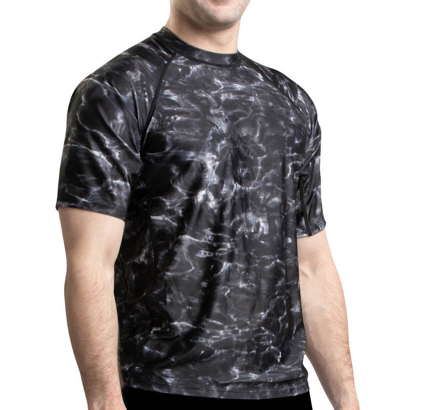 Mens Short Sleeve Loose Fit Swim Rashguard Aqua Design