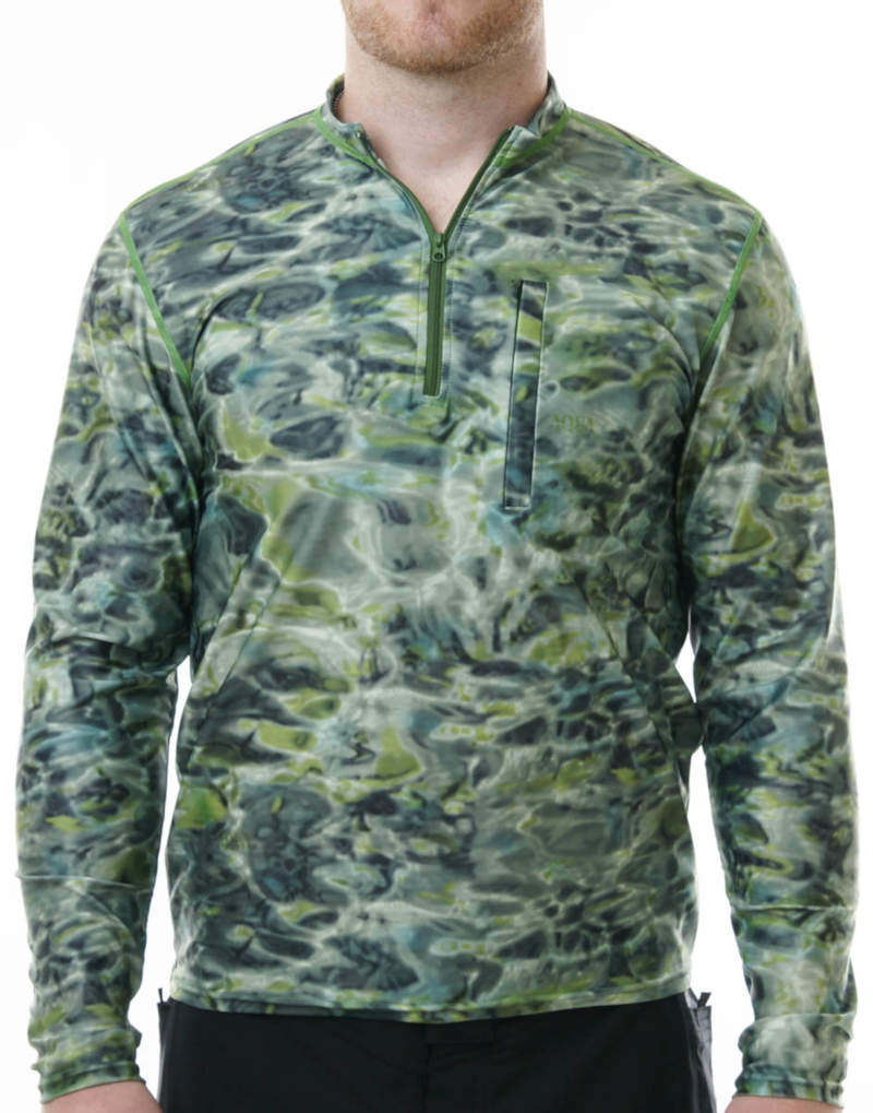 Aqua Design Fishing Shirts Men: UPF 50+ Camo Long Sleeve Zip