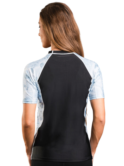 Womens Rash Guard Short Sleeve Surf Shirt | Aqua Design