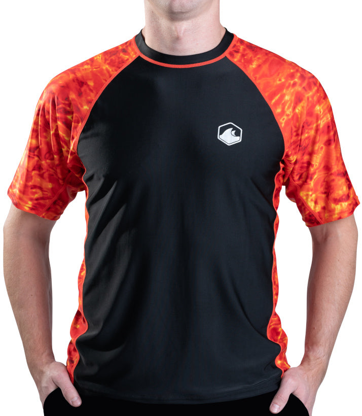 Mens Rash Guard Short Sleeve Swim Shirt UV 50+ Aqua Design