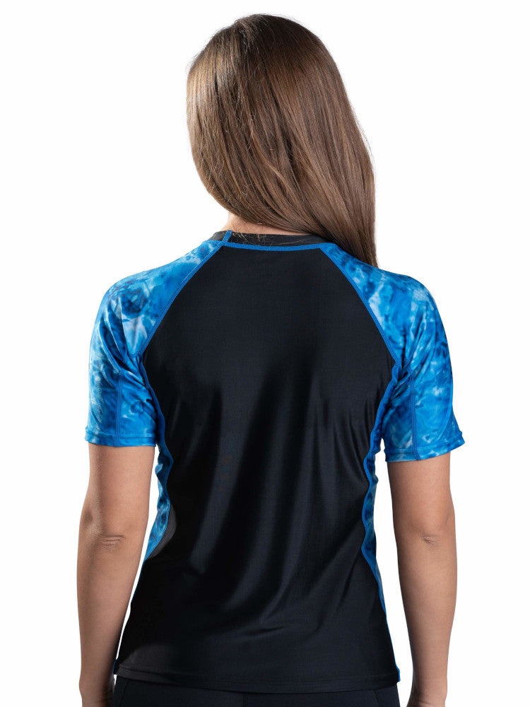  Tournesol Womens Two Piece Rash Guard Short Sleeve UPF 50+  Swim Shirt Bulit In Bra Outdoor Swim Tee