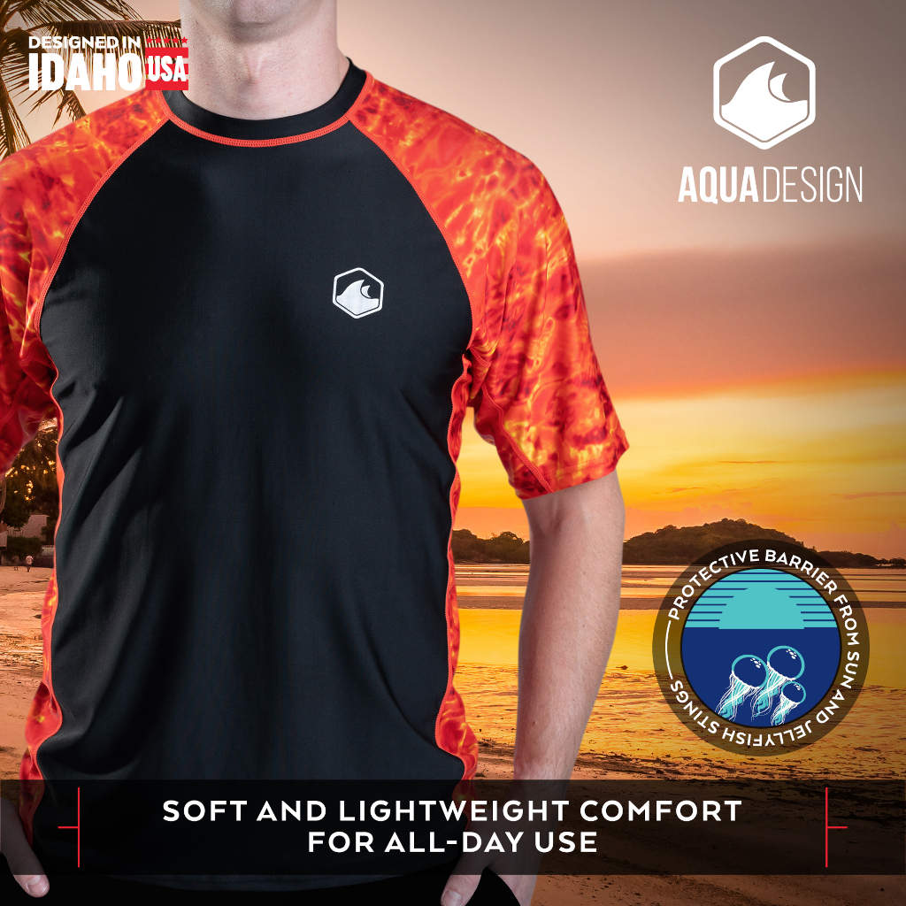 Runhit Rash Guard for Men Short Sleeve UPF50+ Mens Swim Shirt UV Sun  Protection Water Shirt Men Swimming Shirt Quick Dry