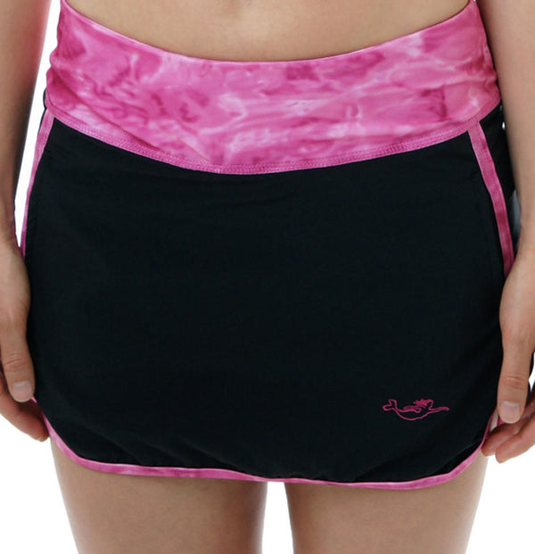 Aqua Design Womens Tennis Golf Swim Sports Skort, UPF 50+, Pink Water/Black