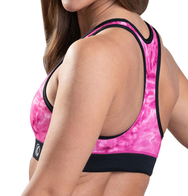 Aqua Design Womens Wokout racerback Sports Bra, Womens Top, UPF 50+, Pink Water