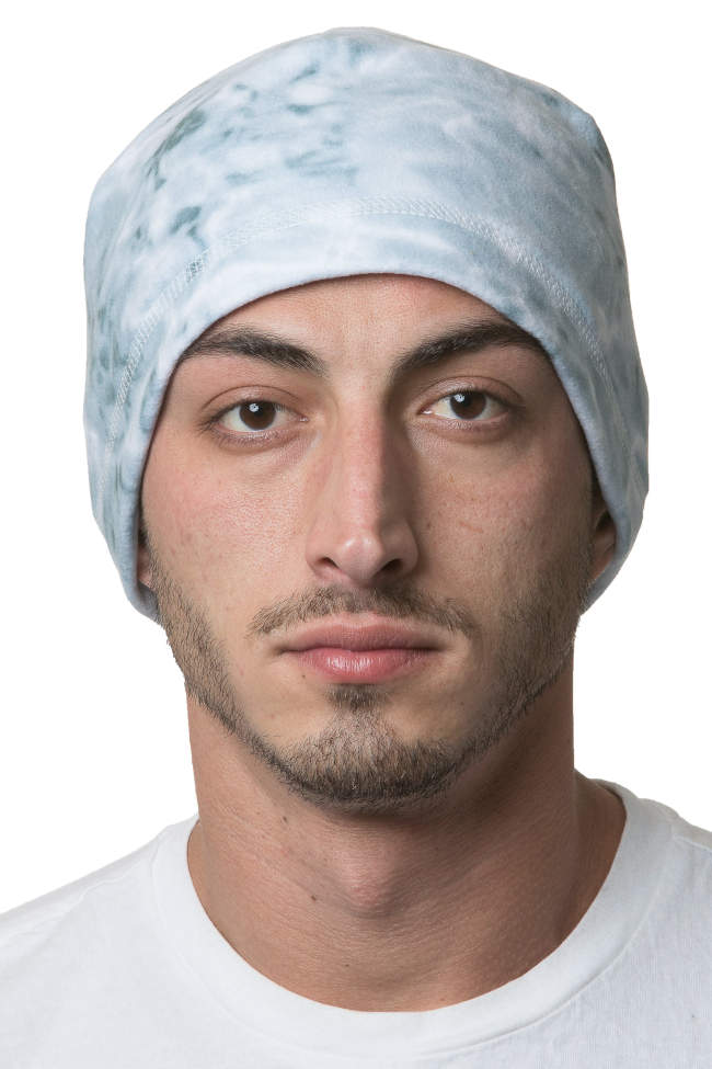 Mens Reversible Polar Fleece Beanie Winter Hat Aqua Design