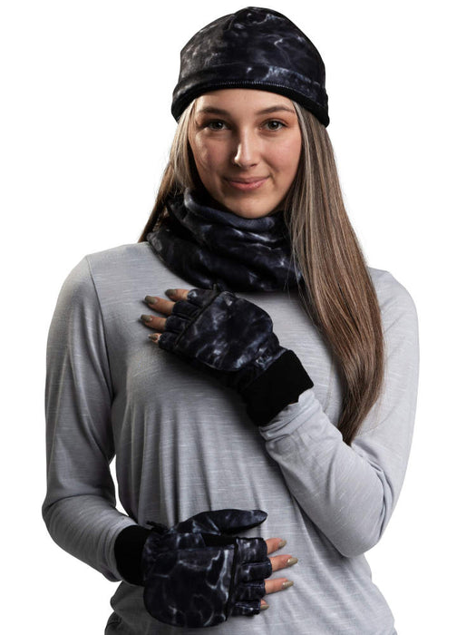 Aqua Design Womens Reversible Polar Fleece Neck Gaiter, Black Water