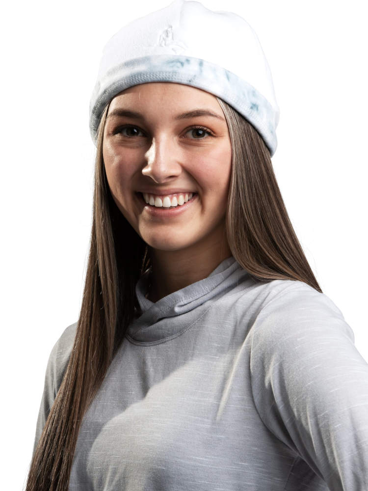 Womens Reversible Hat | Polar Fleece Design Aqua Winter