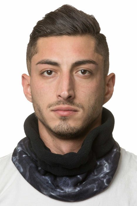 Aqua Design Mens Reversible Camo Polar Fleece Neck Gaiter, Black Water