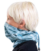 Kids Adjustable Drawstring Micro-Fleece Face Mask UPF 50+ | Aqua Design: Aqua Sky