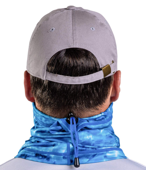 Aqua Design Mens Adjustable Drawstring Micro-Fleece UPF 50+ Face Mask- Gaiter Face Mask for Men Royal Ripple