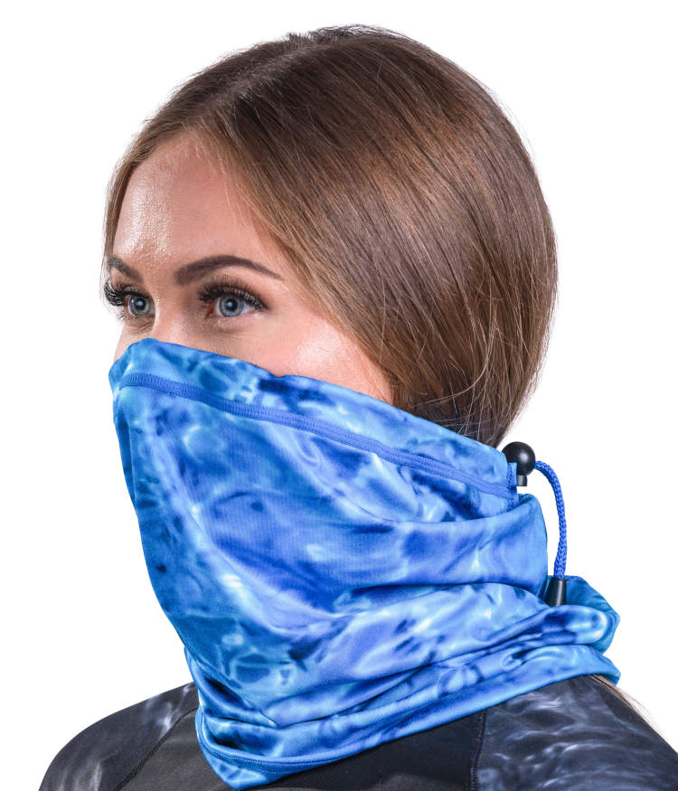 Womens Adjustable Drawstring Micro-Fleece Face Mask Gaiter UPF 50+