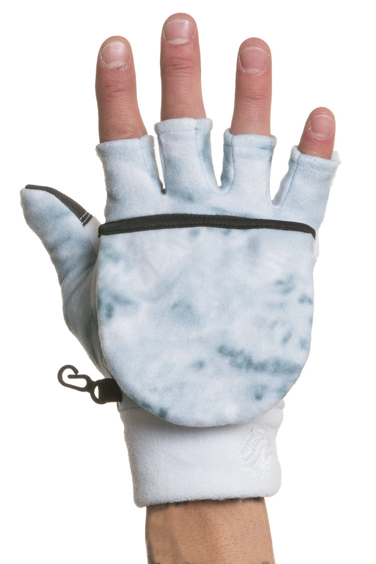 Mens Camo Polar Fleece Fingerless Glove Mitten | Aqua Design
