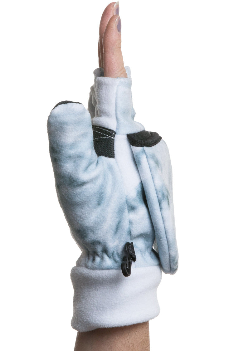 Womens Polar Fleece Fingerless Glove Mitten Aqua Design