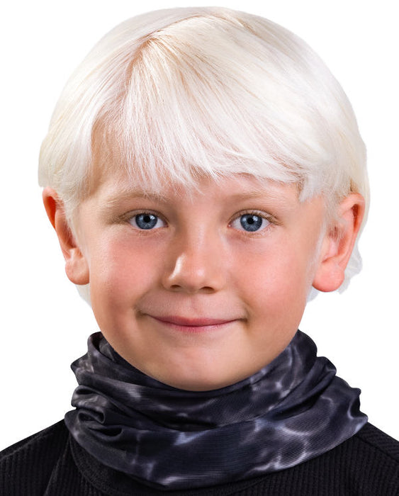 Kids Reusable Sun Protection Cloth Face Mask UPF 50+ | Aqua Design: Black Water Neck Gaiter