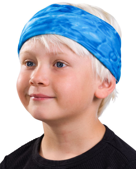 Kids Reusable Sun Protection Cloth Face Mask UPF 50+ | Aqua Design: Royal Ripple Face Mask