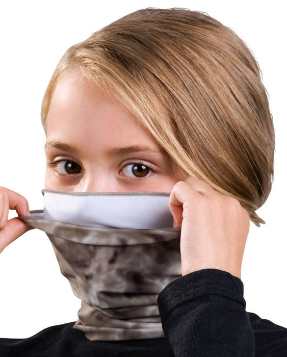 Kids Reusable Sun Protection Cloth Face Mask UPF 50+ | Aqua Design: Pacific Sand Face Mask