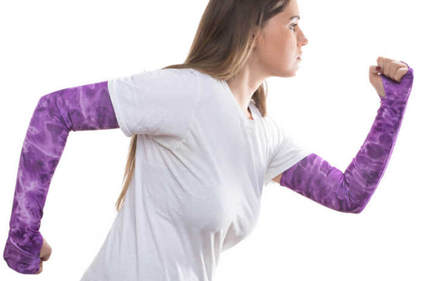 Aqua Design Womens Arm Hand UV Protection Long Sun Sleeves, Liquid Purple