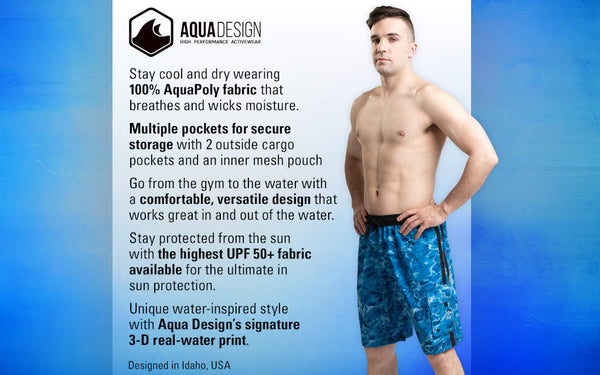Aqua Design Mens Swim Trunks Board Shorts, Royal Ripple