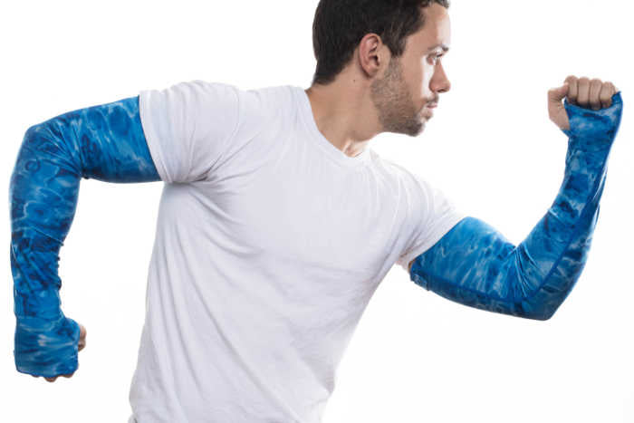 Mens Adjustable Arm Sleeves UV Protection Aqua | Sun Design