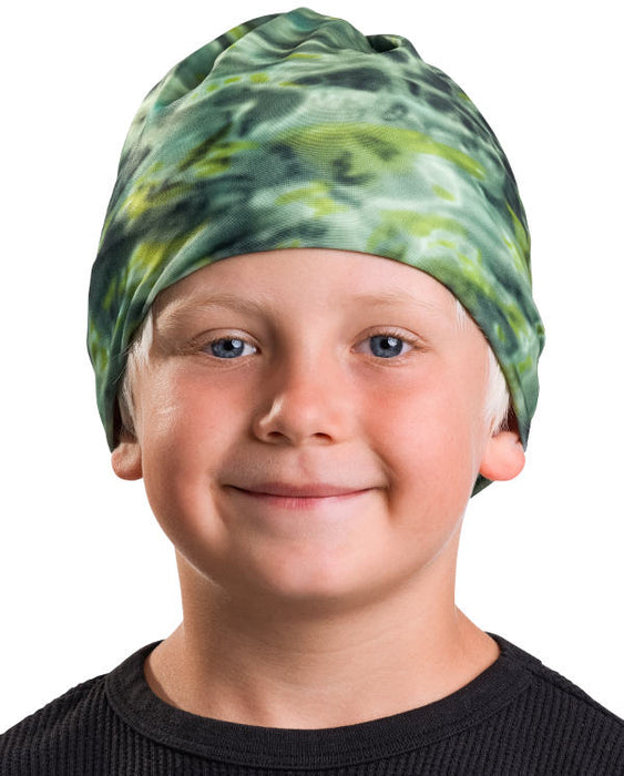 Kids Reusable Sun Protection Cloth Face Mask UPF 50+ | Aqua Design: Green Bayou Sun Hat