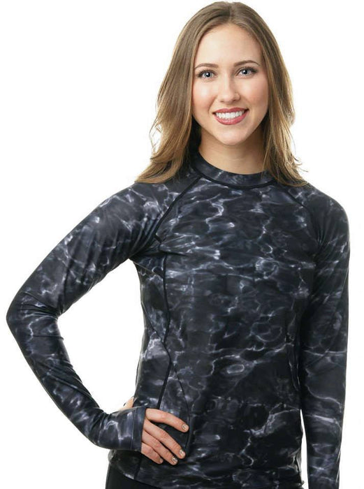 Beach Collection,Rash Guards,Sun Protection,Swimwear,Women's - Women's Long Sleeve UPF 50+ Sun Protection Rash Guard Surf Shirt Black