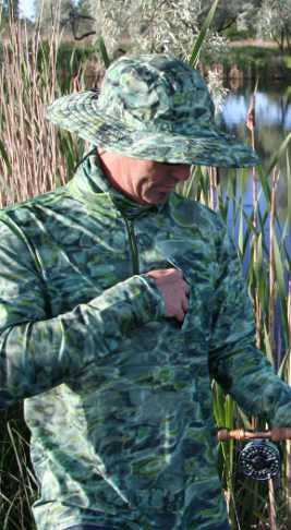 Fish Hunter Men's 1/4 Zip Long Sleeve Camo Rash Guard Shirt - Aqua Design