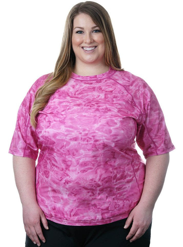 Womens Misses to Plus Rash Guard Swim Shirt Aqua Design
