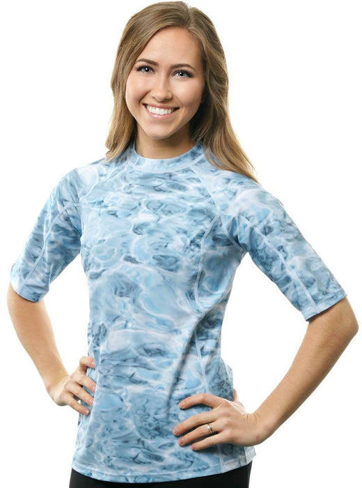 Women's,Beach Collection,Rash Guards,Sun Protection,Swimwear - Women's Plus Size And Misses Short Sleeve Rash Guard Shirt Aqua