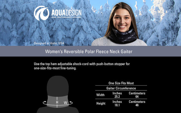 Aqua Design Womens Reversible Polar Fleece Neck Gaiter, Size Chart