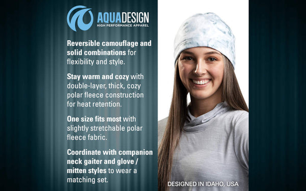 Aqua Design Womens Reversible Polar Fleece Winter Hat, Snow