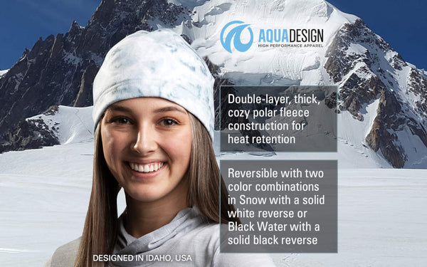 Aqua Design Womens Reversible Polar Fleece Winter Hat, Snow